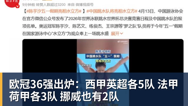 欧冠36强出炉：西甲英超各5队 法甲荷甲各3队 挪威也有2队